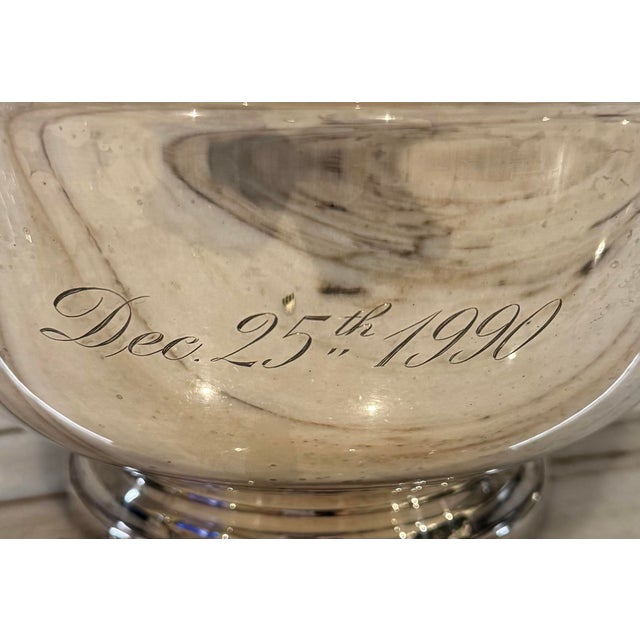 Traditional Late 20th Century Silver Engraved “December 1990 Bowl” For Sale - Image 3 of 6