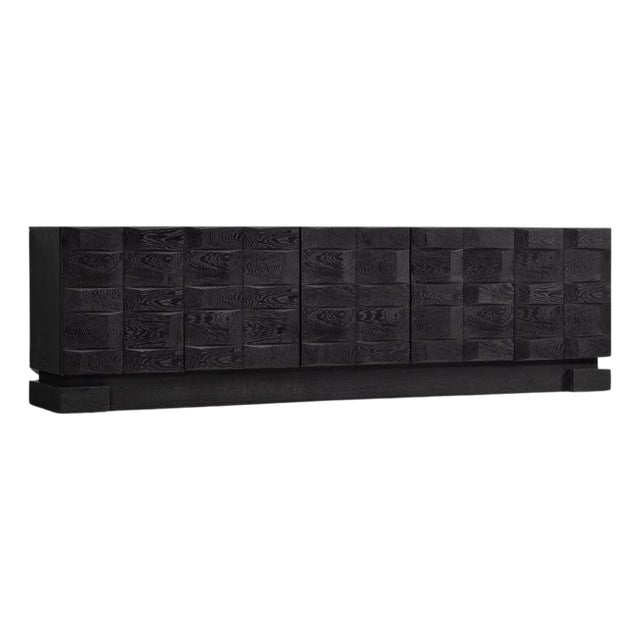 Graphic Sideboard in Black from Maison Aurora, Belgium, 1975 For Sale