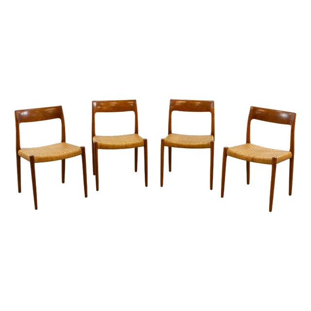 Teak Model 77 Chairs by Niels O. Möller for J.L. Møllers, Denmark, Set of 4 For Sale