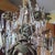 1940s 1940s Hollywood Regency Gilt & Verdigris Bronze/ Tole/ Crystal Pendant Chandelier For Sale - Image 5 of 12