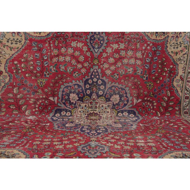 1970s 1970s Vintage Persian Handmade Wool 10x13 Red Area Rug For Sale - Image 5 of 11