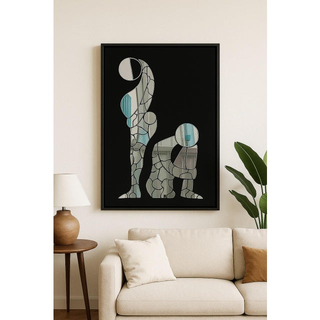 “Eve” is a hand-crafted mirror-art sculpture composed of individually embedded mirror fragments arranged on a rich velvet...