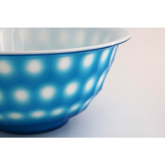 Blue Rare Antique Chinese Peking Glass Bowl Aqua Blue Honeycomb Hexagon, Qing Dynasty For Sale - Image 8 of 8