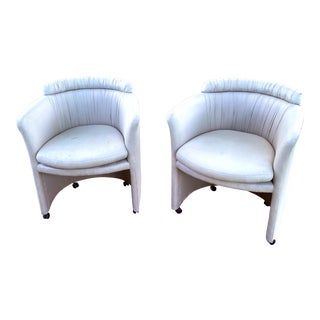 Baker Furniture Company 1980’s Postmodern Barrel Chairs - A. Pair For Sale