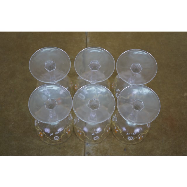 Antique Victorian Bohemian Enameled Decanter & 6 Cordial Goblet Glasses 12" For Sale - Image 16 of 18