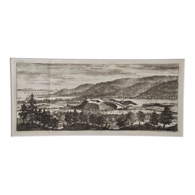 An Antique Engraved View of "Romelborg", Sweden in the 17th C. By Erik Dahlberg , 1705 For Sale