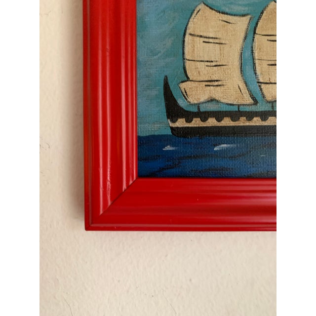 Bring a touch of color and charm to your space with this acrylic impressionist-style painting of a ship at sea. Painted on...
