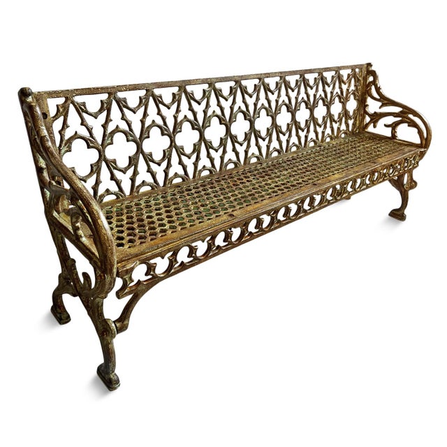 Rustic Vintage Cast Iron Moorish Garden Bench For Sale - Image 3 of 8