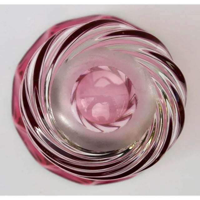 Signed Sculpted Crystal Vase with Amethyst Core from Val Saint Lambert, Belgium For Sale - Image 3 of 6