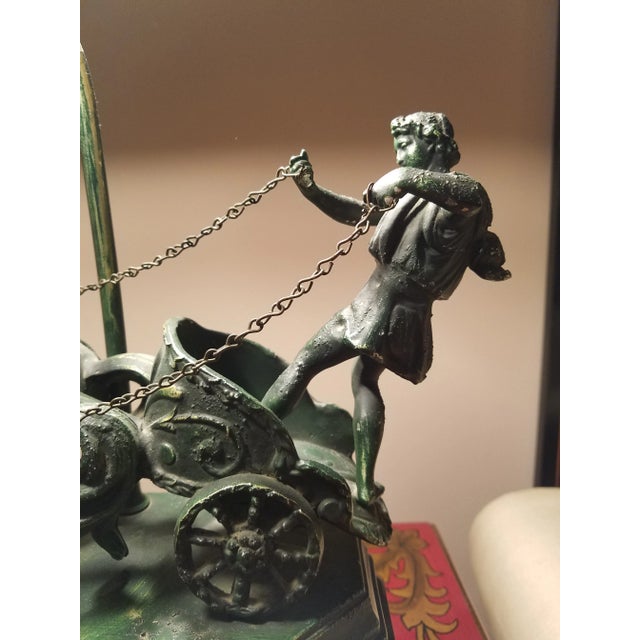 French Empire Style Neoclassical Roman Gladiator in Chariot Tole Lamp For Sale - Image 11 of 13