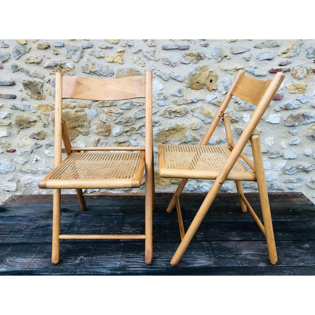 Set of Vintage Cane & Rattan Habitat Folding Chairs, 1980s For Sale - Image 16 of 18