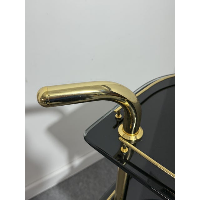 3-Tier Bar Trolley in Gold-Plated Metal and Smoked Glass, 1970 For Sale - Image 9 of 13