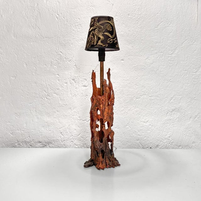 Mid-Century Modern Mid-Century Scandinavian Brutalist Table Lamp in Melted Copper, Sweden, 1960s For Sale - Image 3 of 8