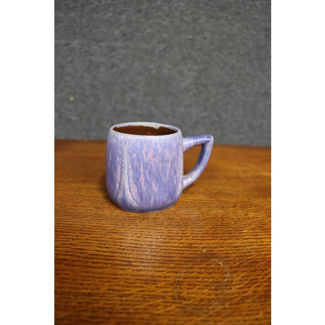 Ceramic Early 20th Century Attributed Van Briggle Art Pottery Matte Glaze Mug, Blue-Purple For Sale - Image 7 of 11