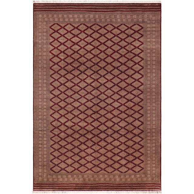 1980s Shabby Chic Tribal Bokhara Red/Taupe Hand Knotted Wool Rug For Sale - Image 9 of 9