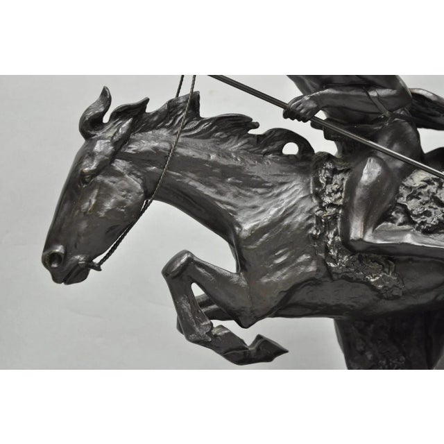 Late 20th Century Late 20th Century Frederic Remington "Cheyenne" Lost Wax Cast Bronze Native American Sculpture For Sale - Image 5 of 17