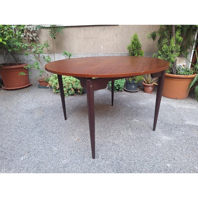 Wooden Dining Table with Round Top, 1950s For Sale - Image 4 of 11