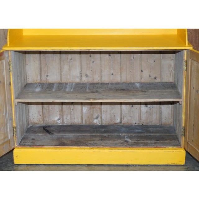 Antique Hungarian Hand Painted Yellow Pine Kitchen Sideboard, 1880s For Sale - Image 13 of 16