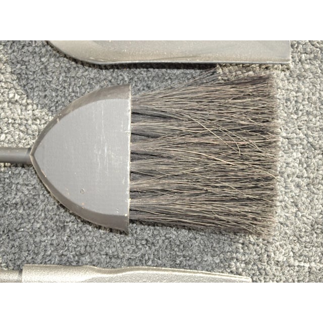 Fp2 Vintage French Country Black & Silver Fireplace Tools 4 Tools For Sale - Image 12 of 13