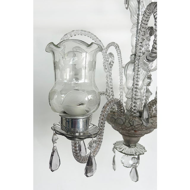 Vintage Murano Glass, Crystal Chandeliers, Hurricane Shades, (2) Available For Sale In Miami - Image 6 of 7