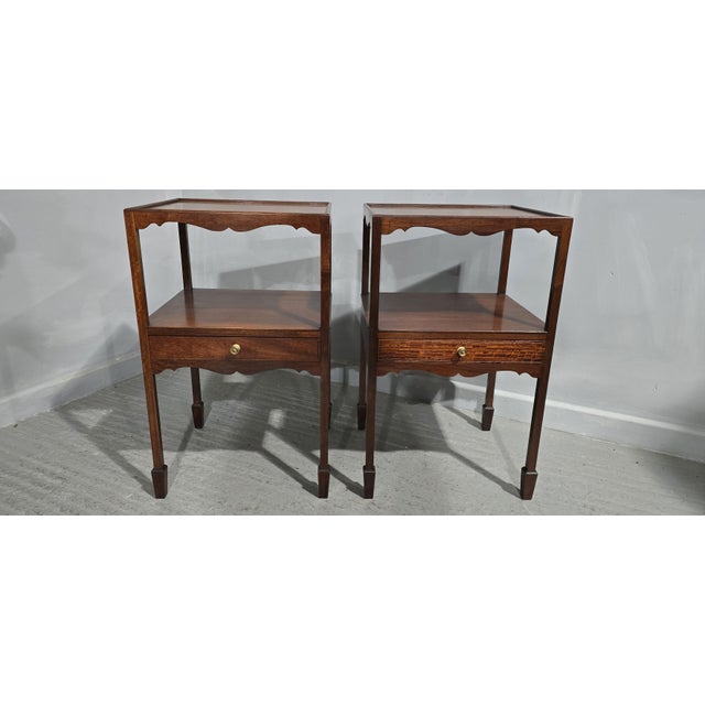 Vintage Regency Bedside Tables in Mahogany, 1920, Set of 2 For Sale - Image 3 of 10
