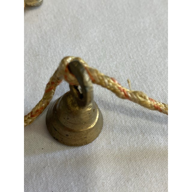 Mid-Century Modern Vintage Handcrafted Brass Bell Garland on Rope For Sale - Image 3 of 6