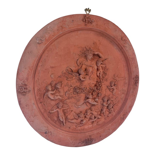 Italian Neoclassical Terracotta Relief Plaque of the Goddess Flora, Circa 1910 For Sale