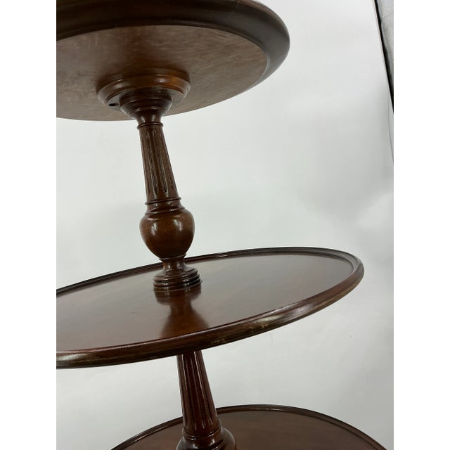 Chippendale 1930s Grand Rapids Mahogany 3-Tier Pie Crust Table – Vintage Chippendale Style Dumbwaiter With Claw Feet, Model 2164 For Sale - Image 3 of 17