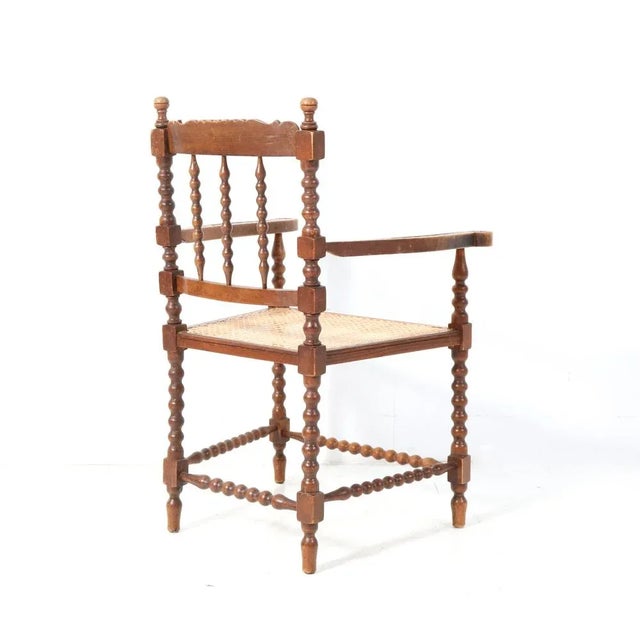Jacobean Style Stained Beech Bobbin Armchair, 1900s For Sale - Image 3 of 9