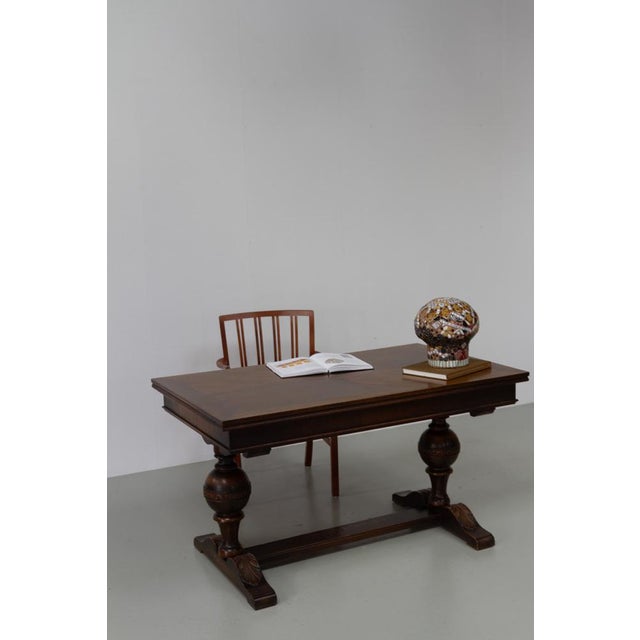 Antique Danish Oak Writing Desk, 1900s For Sale - Image 12 of 18