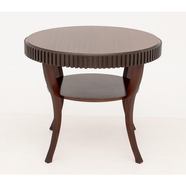 Contemporary Barbara Barry Attributed Mahogany Circular Occasional Table For Sale - Image 3 of 7