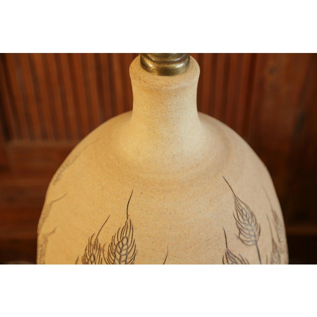 1970 'Wishon-Harrell' California Studio Pottery Earthenware Table Lamp, Mid-Century Stoneware For Sale - Image 12 of 17