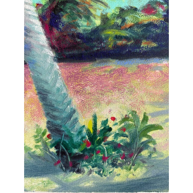 Paper "Palm Shade" Large Watercolor Painting For Sale - Image 7 of 11