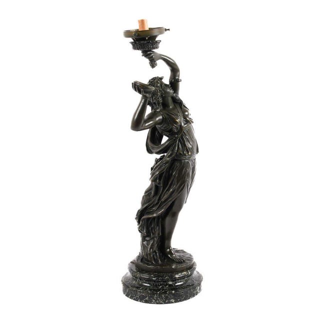 Claude Michel Clodion French Neoclassical Figural Torchère Lamp on Marble Base, 19th Century For Sale - Image 4 of 6
