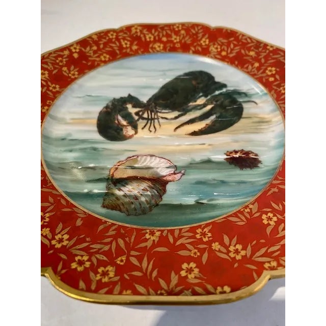Antique Limoges Porcelain Plates With Lobsters and Shells- Set of 3 For Sale - Image 6 of 12