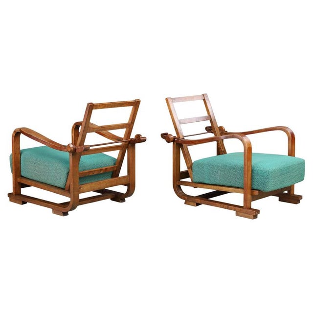 Art Deco Adjustable Lounge Chairs in Walnut, Prague, 1930s For Sale - Image 13 of 13