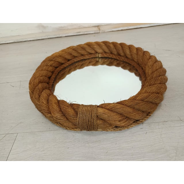 Glass Vintage Rope Mirror attributed to Adrien Audoux & Frida Minet, 1950s For Sale - Image 7 of 15