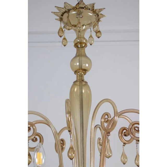 Amber Hand Blown Glass Chandelier by Venini, 1950s For Sale - Image 4 of 13