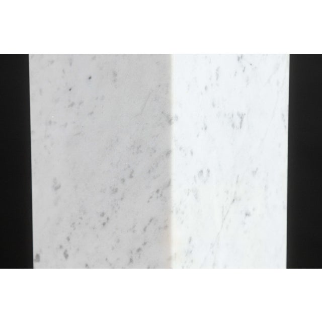 Late 20th Century Pair of Nessen Style White Marble and Chrome Table Lamps For Sale - Image 5 of 9