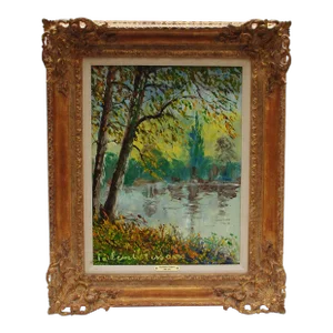 1940s "Bord De L'Orne" Post-Impressionist Style Landscape Oil Painting by Paulemile Pissarro, Framed
