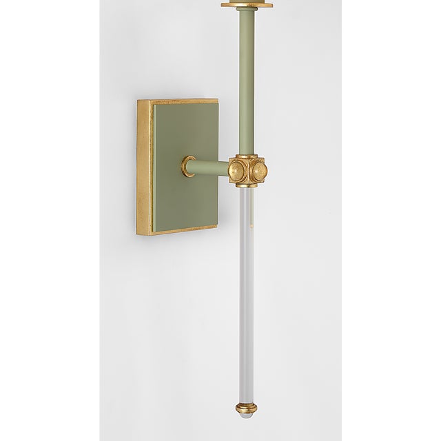 Julie Neill for Visual Comfort Signature Lucia 21" Cordless Sconce in Celadon and Crystal with Linen Shade For Sale - Image 12 of 14