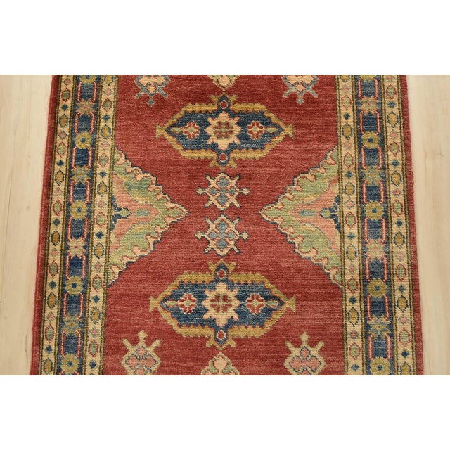 2020s Kazak Runner 2’9” X 13’2” Red Wool Tribal Hand-Knotted Oriental Rug For Sale - Image 5 of 12