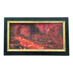 Mid Century Abstract Painting Oil Framed