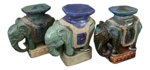Terracotta Elephant Stands Collection - Set of 3