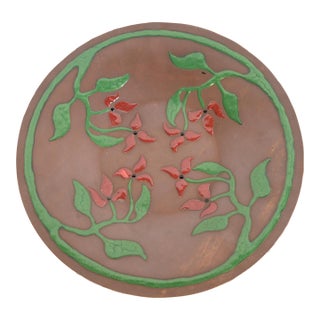 Art Crafts Shop Antique Hammered Copper and Enamel Plate, Circa 1905 For Sale