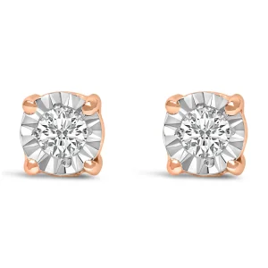 10K Rose Gold Plated .925 Sterling Silver 1/10 Cttw Round Brilliant-Cut Lab Grown Diamond Miracle-Se