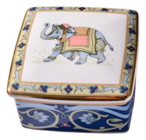 Late 20th Century Wedgwood Blue Elephant Porcelain Trinket Box