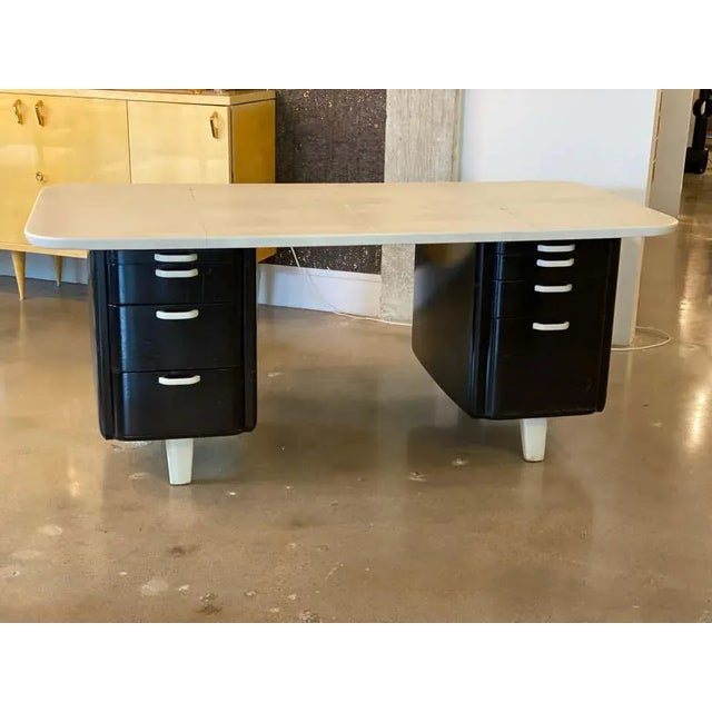 Art Deco Art Deco Desk and Chair, Parchment Top, Vittorio Valabrega, Italy, 1930's For Sale - Image 3 of 13