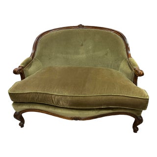 1990s Wesley Hall Loden Green French Style Loveseat For Sale