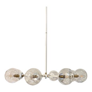 Modern White and Gold Glass Globe Chandelier For Sale